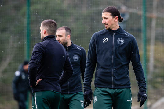Zlatan Ibrahimovic participate in a practice with Hammarby