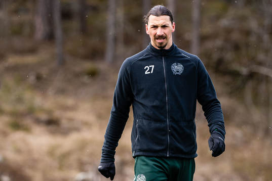 Zlatan Ibrahimovic participate in a practice with Hammarby