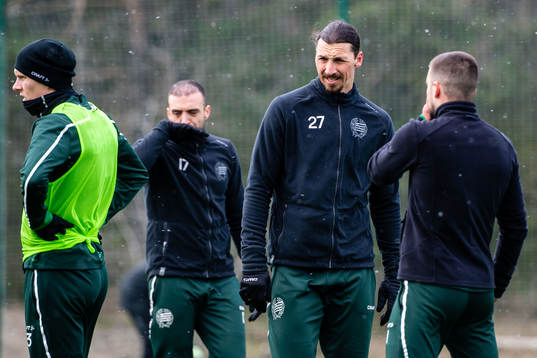 Zlatan Ibrahimovic participate in a practice with Hammarby