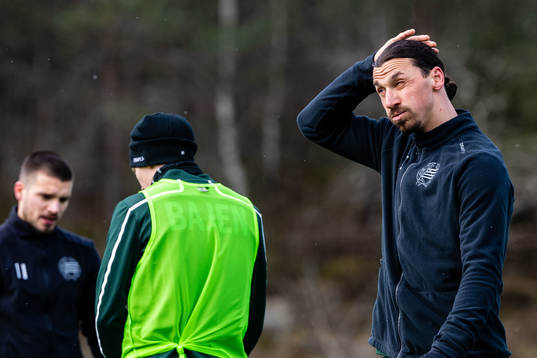 Zlatan Ibrahimovic participate in a practice with Hammarby