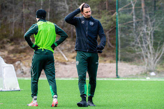 Zlatan Ibrahimovic participate in a practice with Hammarby