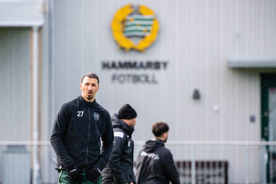 Zlatan Ibrahimovic participate in a practice with Hammarby