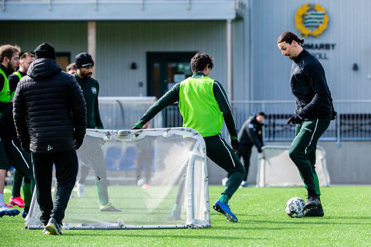 Zlatan Ibrahimovic participate in a practice with Hammarby