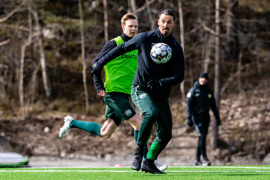 Zlatan Ibrahimovic participate in a practice with Hammarby