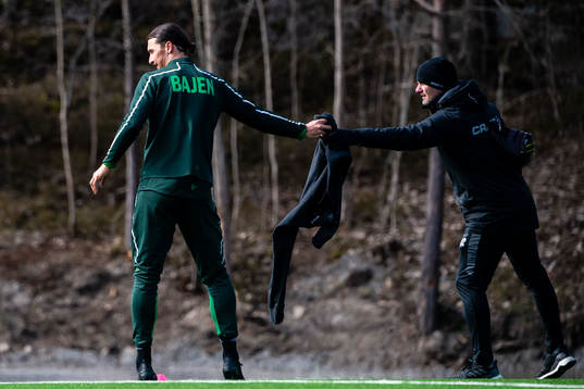 Zlatan Ibrahimovic participate in a practice with Hammarby