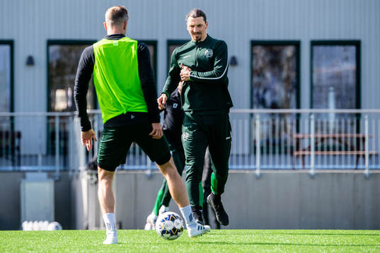 Zlatan Ibrahimovic participate in a practice with Hammarby