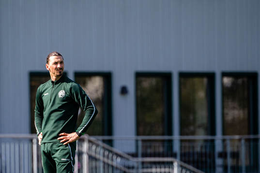 Zlatan Ibrahimovic participate in a practice with Hammarby