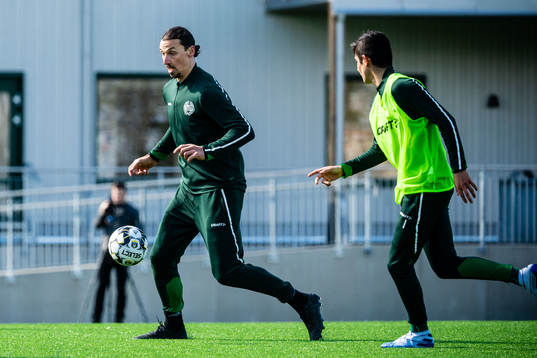 Zlatan Ibrahimovic participate in a practice with Hammarby