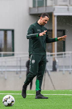 Zlatan Ibrahimovic participate in a practice with Hammarby