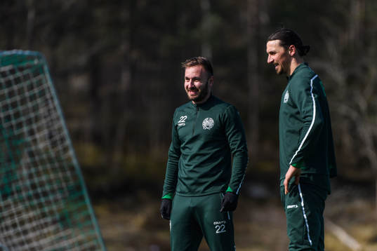 Zlatan Ibrahimovic and Muamer Tankovic participate in a