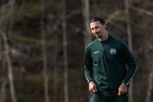 Zlatan Ibrahimovic participate in a practice with Hammarby