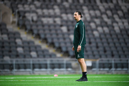 Zlatan Ibrahimovic participates in a training session with