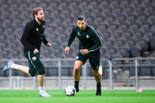 Zlatan Ibrahimovic and Darijan Bojanic participates in a