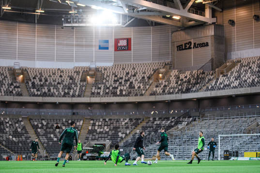 Zlatan Ibrahimovic participates in a training session with