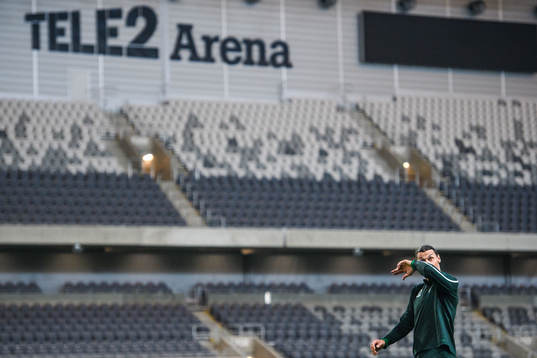 Zlatan Ibrahimovic participates in a training session with