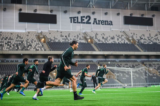 Zlatan Ibrahimovic participates in a training session with