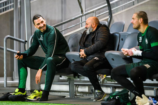 Zlatan Ibrahimovic participates in a training session with