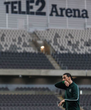 Zlatan Ibrahimovic participates in a training session with