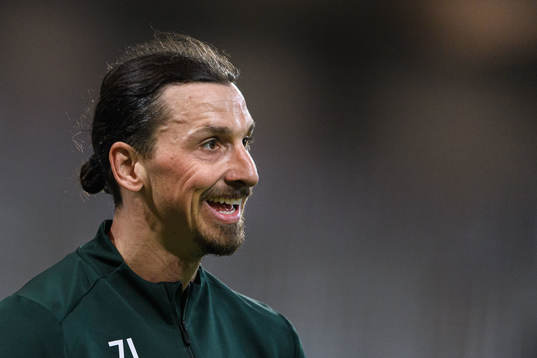 Zlatan Ibrahimovic participates in a training session with