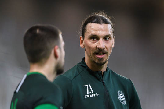 Zlatan Ibrahimovic participates in a training session with