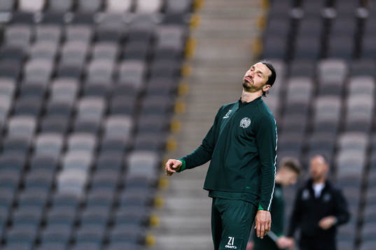 Zlatan Ibrahimovic participates in a training session with