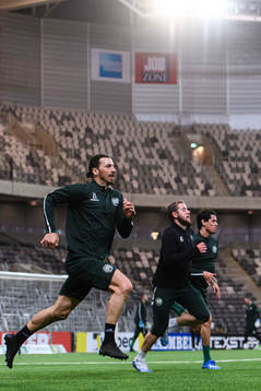 Zlatan Ibrahimovic participates in a training session with