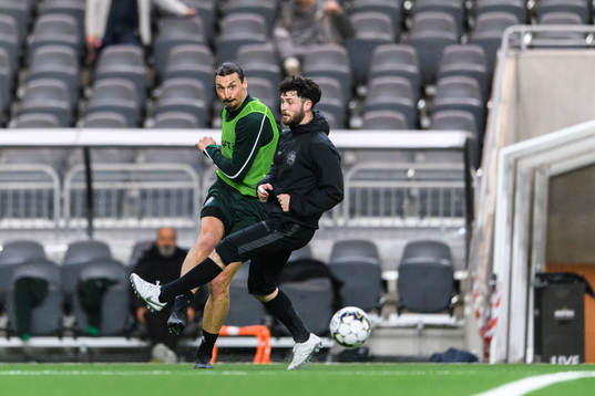 Zlatan Ibrahimovic and Jonathan Tamimi participates in a