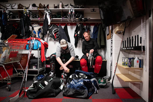 Noah Andersson och pappa Niklas Andersson innan en träning
