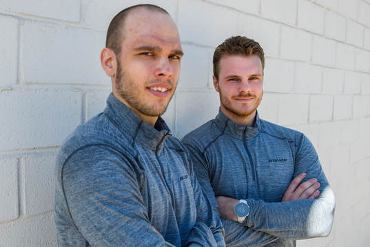 Rögles målvakter Johan Gustafsson och Christoffer Rifalk