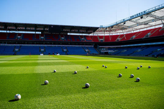 General view of footballs at Ullevaal Stadion