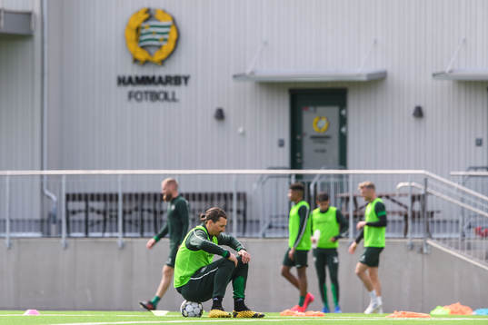 Zlatan Ibrahimovic participates in a training session with