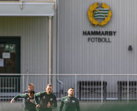 Zlatan Ibrahimovic participates in a training session with