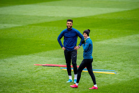 Joshua King and Caroline Graham Hansen of the Norwegian