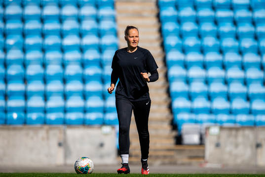 Goalkeeper Aurora Mikalsen of the Norwegian national