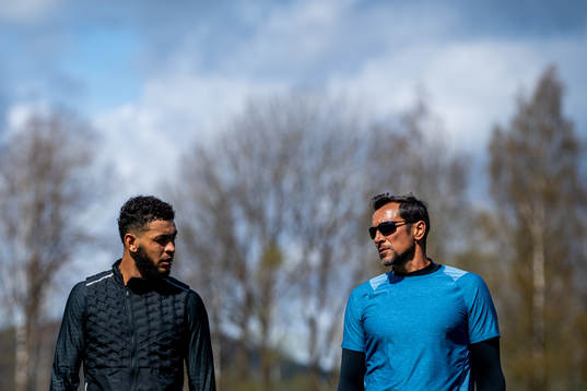 Joshua King of the Norwegian national football team trains