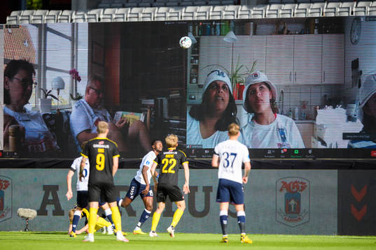 A virtual grandstand with supporters