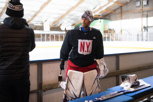 New York Rangers Henrik Lundqvist tränar