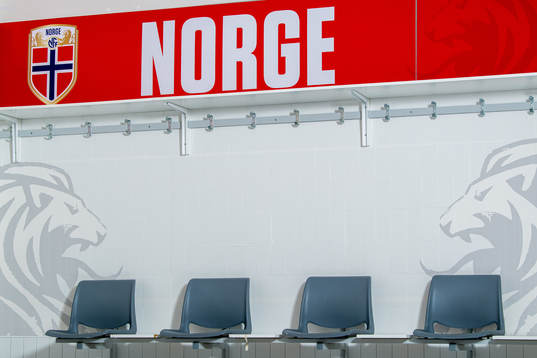General interior view of the dressing room at Ullevaal