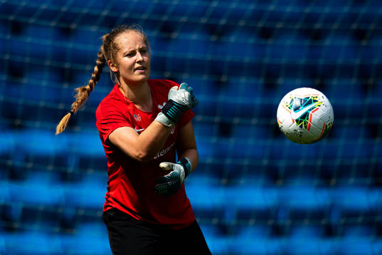 Goalkeeper Aurora Mikalsen of the Norwegian national