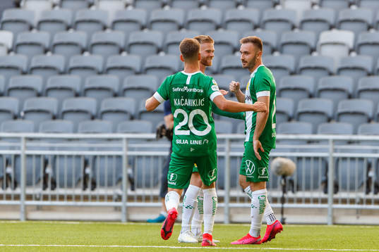 Hammarbys Muamer Tankovic jublar med lagkamrater