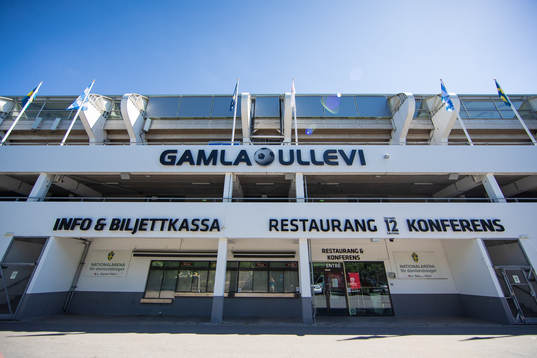 Gamla Ullevi exteriört innan fotbollsmatchen i Allsvenskan