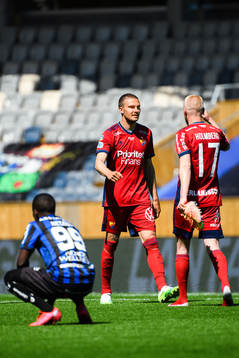 Djurgårdens Erik Berg och Kalle Holmberg jublar