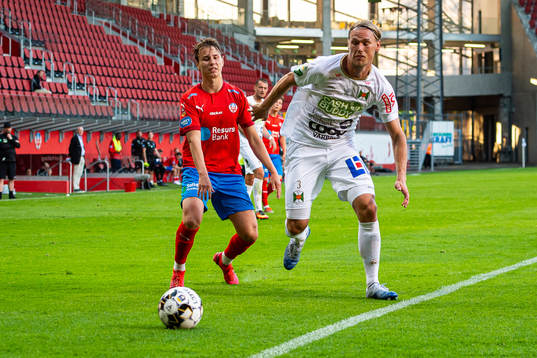 Helsingborgs Alex Timossi och Varbergs Hampus Zachrisson