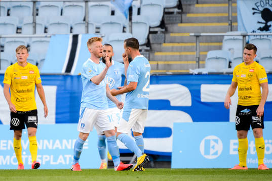 Malmö FFs Anders Christiansen och Eric Larsson jublar