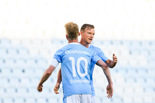 Malmö FFs Anders Christiansen och Eric Larsson jublar