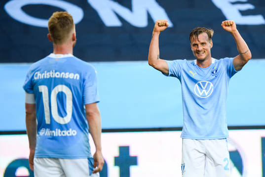 Malmö FFs Anders Christiansen och Eric Larsson jublar