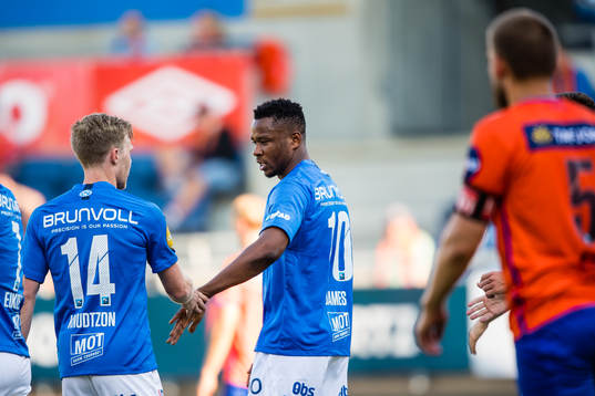 Leke Samson James of Molde celebrates