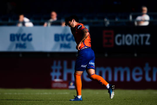 Niklas Fernando Nygaard Castro of Aalesund in pain