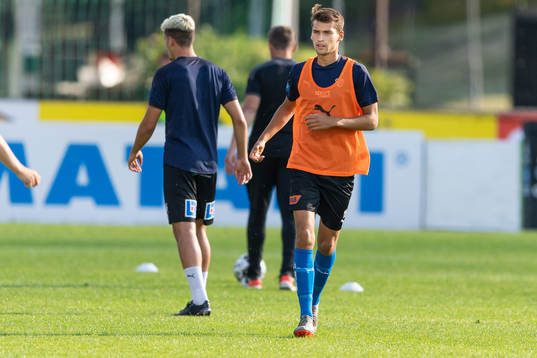 Halmstads Rasmus Wiedesheim-Paul före fotbollsmatchen i