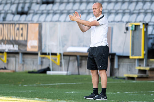 Landskronas tränare Billy Magnusson jublar